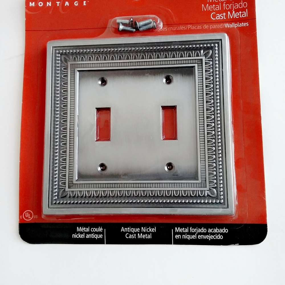 Antique Nickel Cast Metal Double Toggle Wallplate